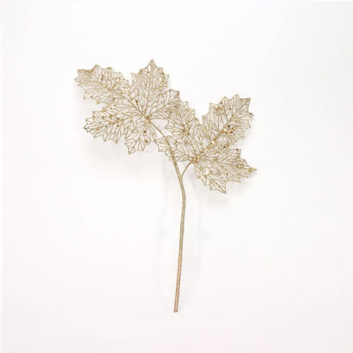 Glitter Holly Leaves Spray - Champagne - 19 Inch from Country Baskets