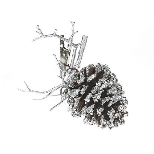 Cone And Twig Clip Silver