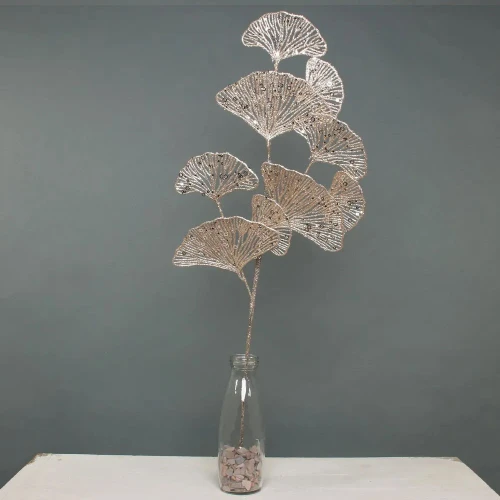 Glitter Ginkgo leaf Stem Champagne from Country Baskets