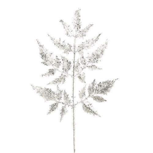 Artificial Lustre Leaf Spray Silver 28 cm