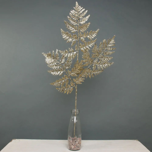 Glitter Fern Leaf stem Gold