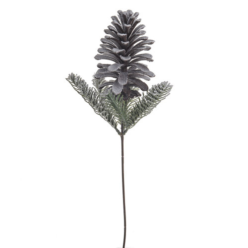 Giant Snowy Pinecone Spray 50Cm