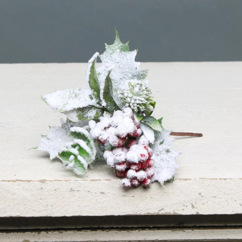 Eucalyptus, holly and Red Berry Snowy pick from Country Baskets