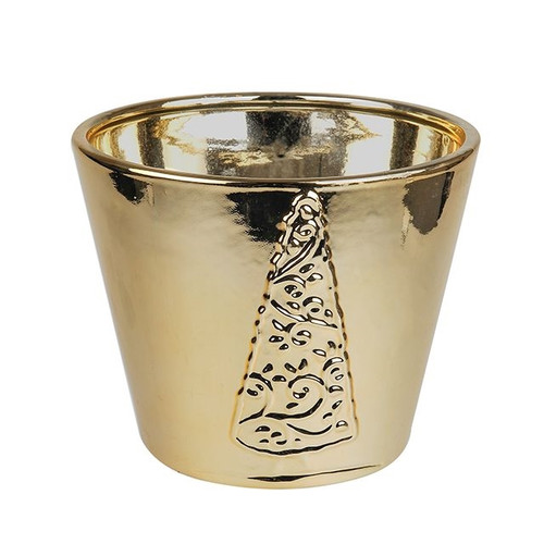 Metallic Tree Design Planter Gold 15 cm
