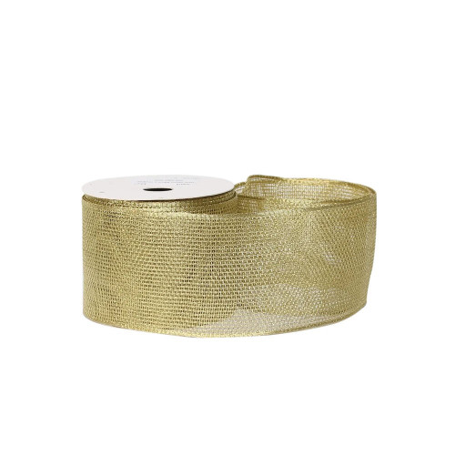 Mesh Ribbon Gold Wire Edge - 63mm x 10yds from Country Baskets