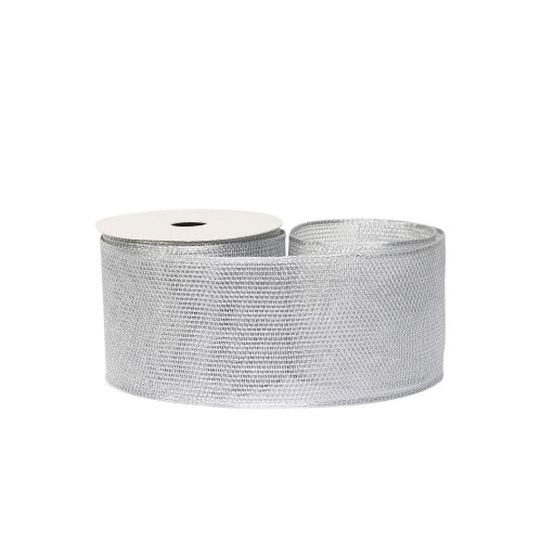 Mesh Ribbon Silver Wire Edge - 63mm x 10yds