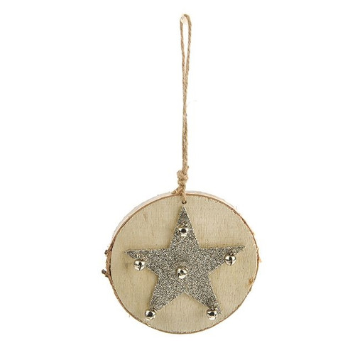 Bark Hanging Star Decoration Silver