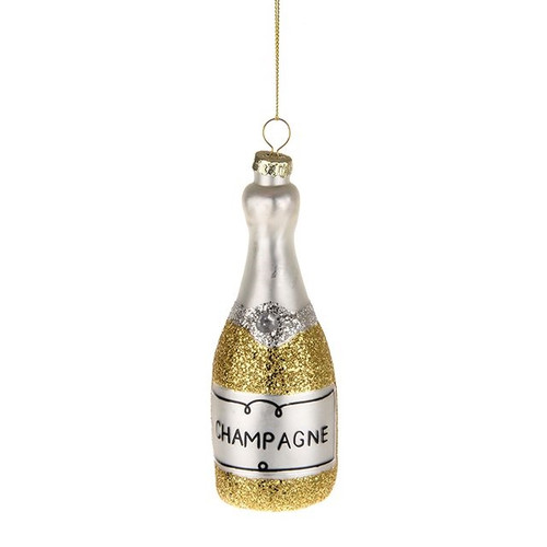 Hanging Champagne Bottle White 13Cm from Country Baskets