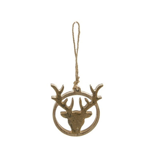 Wood Hanging Deer Head Gld 8Cm
