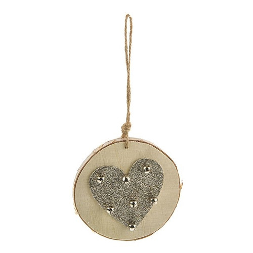 Bark Hanging Heart Decoration Silver