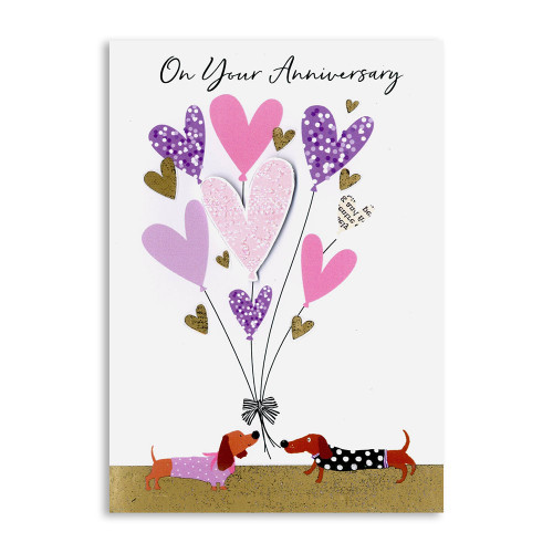 Anniv Your - Sausage Dogs With Balloons Card from Country Baskets