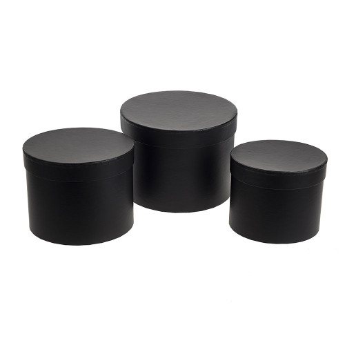 Hat Box Black Set of 3  Largest - D19 x H14.4cm