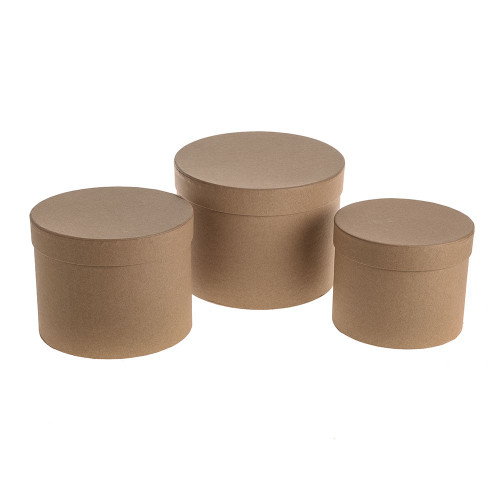 Hat Box Kraft Set of 3  Largest - D19 x H14.4cm