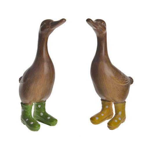 Ducks 2 Assorted Green & Yellow Wellies 17.5x8x29cm