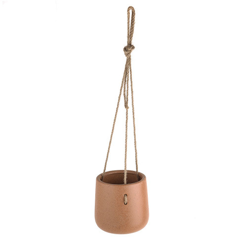 Ceramic Orange Hanging Pot Sand Finish 13cm