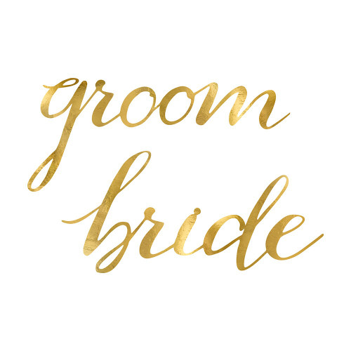 Chair Signs Bride Groom Set Gold 37cm