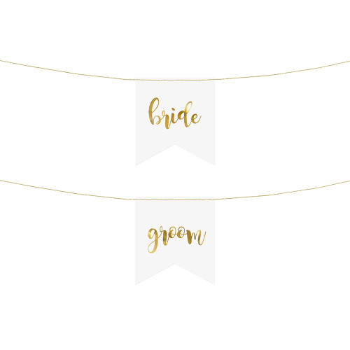 Chair Signs Bride Groom Set Gold 20cm from Country Baskets