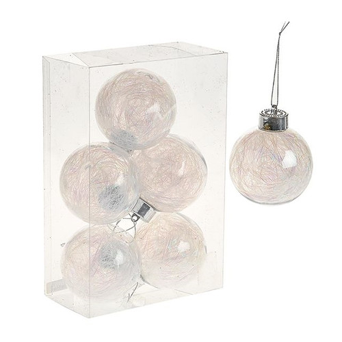 Tinsel Bauble Iridescent 6 Pack