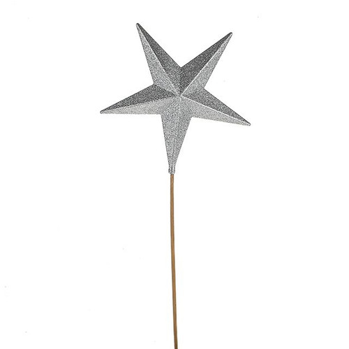 Star Glittered Pick Silver 55 cm