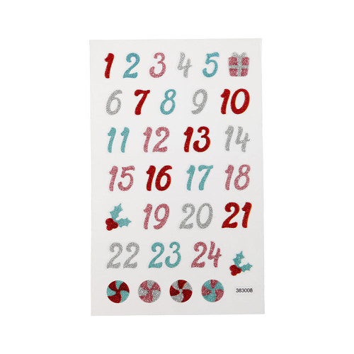 Glitter Stickers, advent numbers, 10x16 cm, 1 sheet