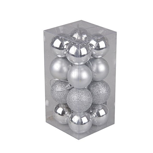 Boxed Baubles Silver 16 Set