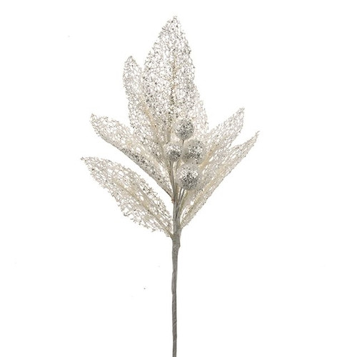 Glitz Pick Leaf White 30 cm