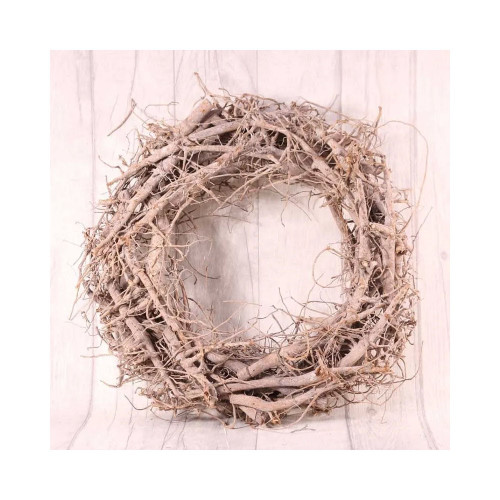 42cm Round White Washed  Twig Wreath  (8)