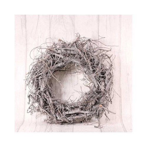 30cm Round Grey Washed  Twig Wreath  (20)