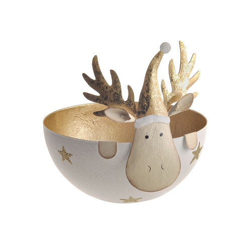 Metal Bowl Gold Reindeer 15Cm from Country Baskets