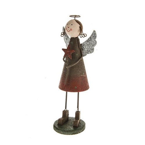 Rustica Metal Angel With Star Decoration