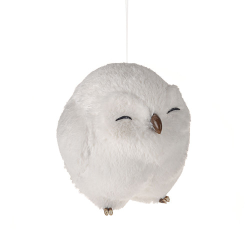 Hanging Owl Large White Eyes Closed 19Cm from Country Baskets