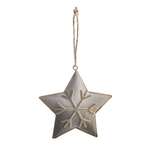 Metal Star White & Gold Hanging Dec