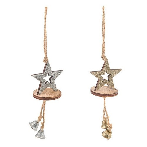 Wooden Glitter Star Hanger 2 Assoted 23Cm