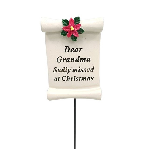 Xmas Scroll Grandma Poinsetta Stick from Country Baskets