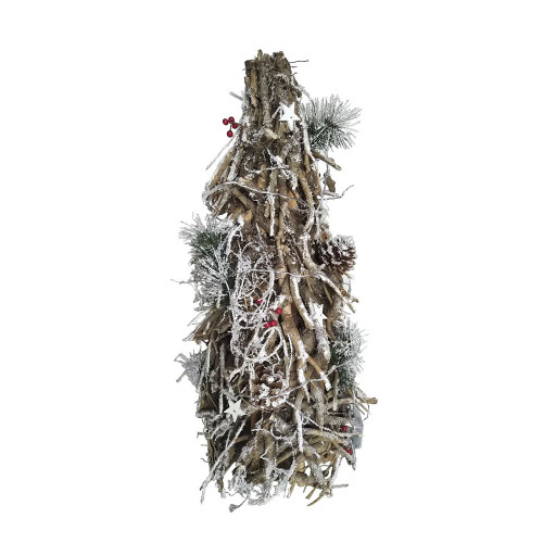 Wooden Frosted Decorative Christmas Twig Tree with Lights (62cm) from Country Baskets