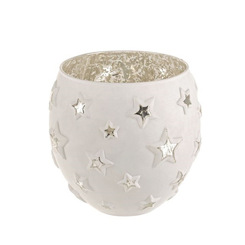 Midnight Star Candle Pot White 14Cm