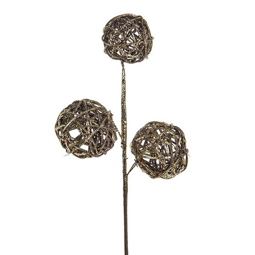 Pick Gold Rattan Ball Christmas 28Cm Trd from Country Baskets