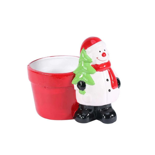 Novelty Ceramic Pot w/Snowman (24)