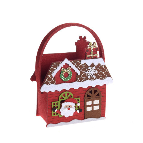 Felt House Basket with Santa