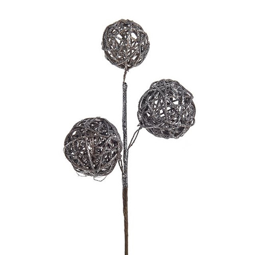 Pick Silver Rattan Ball Christmas 28Cm Trd from Country Baskets