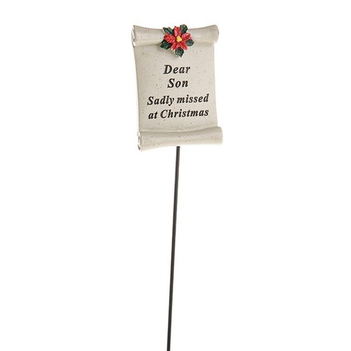 Xmas Scroll Son Poinsetta Stick from Country Baskets