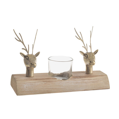 Tealight Holder With Gold Deer Heads 19.5Cm from Country Baskets