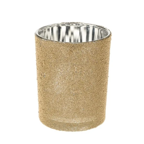 Bead Candle Holder Gold 12.5Cm from Country Baskets