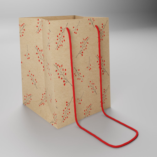 Hand Tie Bag Kraft Red Berry 19x25cm from Country Baskets