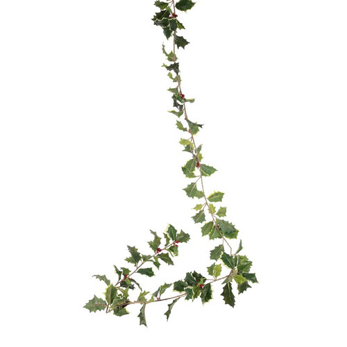 Holly Garland mixed green 180cm  x128lvs/10 berries (6/60)