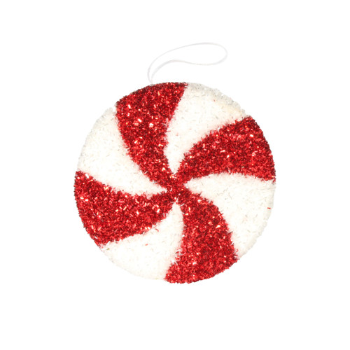 15.5Cm Polyfoam Disc Ornament - Red/White