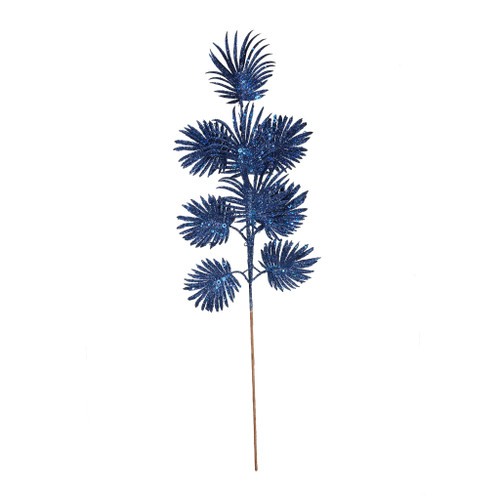 Glitter Feather Leaf Stem Royal Blue