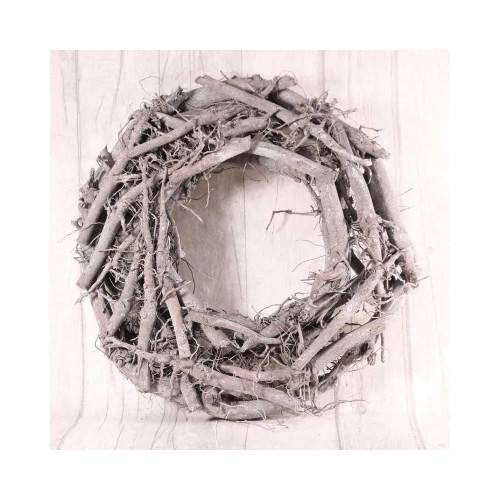 42cm Round Grey Washed  Twig Wreath  (8)