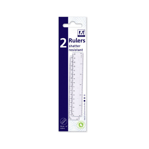 2 Pack Rulers 15cm