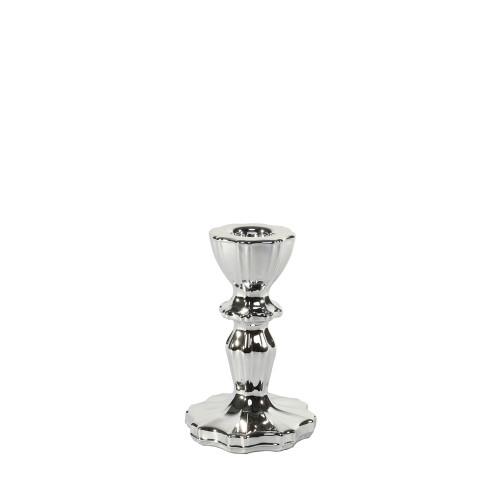 Thea Electroplate Silver Glass Candlestick 11cm